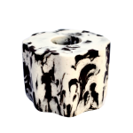Eco-resin Mottled Curvy Candle Holder - Black & White