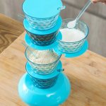 Rotating Condiment Rack With Stackable Spice Bowls