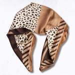 Cheetah Stripe Patch Print Silky Scarf - Mocha Free