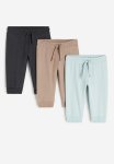 3-PACK Cotton Joggers - Light Turquoise beige