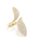 Goldair Gold Plated Cubic Zirconia Large Shiny Double Leaf Ring - M l