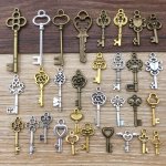 30PCS Vintage Key Charms Mixed Antique Bronze silvery golden Pendant For Diy Jewelry Making