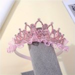 Fashionable Princess Hair Accessories Deep And Light Pink Lace Water Diamond Headbands Girl's Hair Hoops