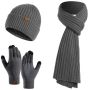 3 Pack Women Winter Warm Beanie Hat Long Scarf And Touchscreen Gloves Set