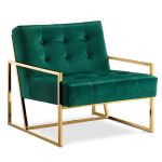 Velvet Golden Arm-rest Chair Padded