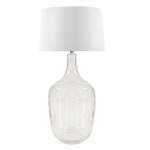 Large Crackle Glass Table Lamp With White Shade