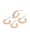 Goldair Gold Twisted & Diamante Open Hoop Earrings Pack