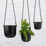 Moon Hanging Planter - Black - 13CM Green