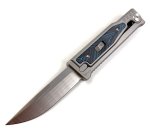 Exo-m TI Blue black G10 Damascus Pattern Elmax Drop Point Gravity Knife