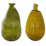 Recycled Glass Olive Green And Yellow 36CM Vases Set Of 2