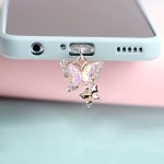 Mobile Phone Dust Plug Butterfly Alloy Rhinestone Pendant Dust Plug