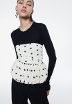 Bubble-hem Tube Top - Cream Spotted