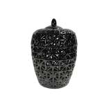Ginger Jar Criss-cross Design Black 23.5X23.5X32.5CM