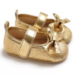 Shiny Glitter Pumps With Velcro Strap Gold Size 2