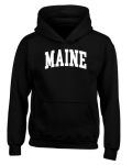 Wild Bobby State Of Maine College Style White Fashion Youth Hooded Sweatshirt Black Small