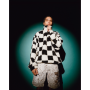 Sherpa Pull Over Sweater In Black & White Check - XS