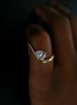 Wave Pear-diamond Ring - XL UK Ring Size R+ To Z 10K White Gold
