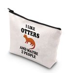 Bdpwss Otter Makeup Bag Funny Otter Lover Gift For Women Crazy Otter Lady Gift I Like Otters And Maybe 3 People Travel Pouch I
