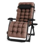 Foldable Deck Chair Recliner Lounger Chair With Detachable Cushion Brown