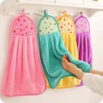 5 Pcs Fruit Pattern Bathroom Kitchen Hanging Coral Fleece Absorbent Cloth Towels Random Color