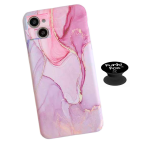 Case For Iphone 14 - Pink & Gold Marble Swirl