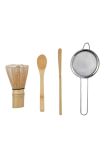 Bamboo Matcha Whisk Set 4 Pieces With Tea Scoop Chashaku & Tea Spoon & Whisk Holder