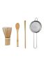 Matcha 4 Piece Set - Tea Whisk + Bamboo Scoop + Tea Spoon + Strainer