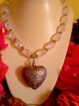 Chunky Clear Quartz Necklace With Plated Heart