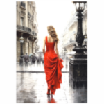 Deco Print Lady In Red Portrait