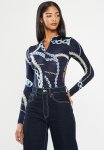 Sissy Boy Bodysuit With Front Zip And Side Binding - Navy