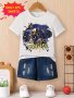 Monster Truck Print T-Shirt Tees For Boys Casual Short Sleeve T-Shirt For Summer Spring Fall