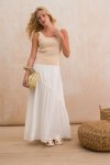 A-line Tiered Maxi Skirt - 16 White