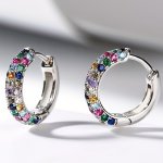 2PCS PAIR Round Small Earrings Colorful Cubic Zirconia Ear Jewelry Shiny Daily Decorations For Girls