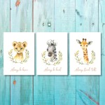 Unisex: Set Of 3 - Safari Animals 1 - Set Of 3 X A2