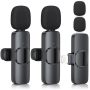 Zasluke 2 Pack Wireless Lavalier Microphone For Iphone & Ipad MINI Microphone For Video Recording Ultra-low Delay Noise Canceling Microphone For Vlo