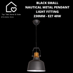 Black Small Nautical Metal Pendant Light Fitting - 230MM - E27 40W