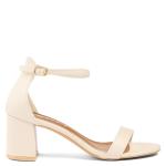 Cream Pu Low Heel Sandal