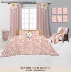 Kids Duvet Set Pink Field Of Daisies