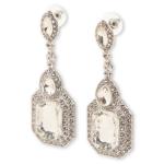 Silver Diamante Pendant Stud Earrings