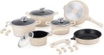 Marble Coating Cookware Set - Cream Non-stick Coated Aluminium Ceramic Cookware Set