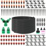 148PCS Drip Irrigation Kit With 50FT 1/4" Pe Tubing Garden Lawn Pot Flower Bed Greenhouse Watering System 20PCS Mist Nozzles 30PCS Red Drippers 2-WAY