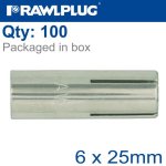 Drop In Wedge Anchor 6X25MM X100 -box 8MM Drill