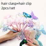 2PCS Set Of Girls' Summer Best-selling Beach Vacation Style Sweet Sequin Shell Starfish Mermaid Hair Hoop And Hairpin
