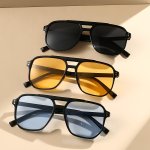 3PCS Double Bridge Retro Fashion Glasses For Women Men Large Retro Fashion Anti Glare Sun Shades For Driving Beach Travel