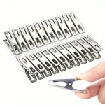 20PCS Stainless Steel Clothes Pegs Clothespins Laundry Clips Household Clothes Drying Clip Strong Windproof Fixed Clips Clothes