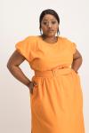 Annika Elasticated Linen Top - Orange - 2XL