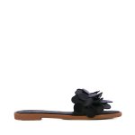 Detailed Leather Slip-on Sandal -black