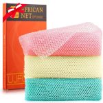 Ujfqbh 3 Pieces African Net Sponge African Exfoliating Net African Net Long Net Bath Sponge Exfoliating Shower Body Scrubber Bac