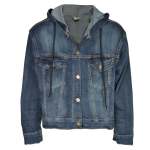 Hooded Denim Jacket - Dark Blue XL
