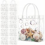 Sweetude 24PCS Clear Party Favor Bags Pvc Plastic Gift Bags With Handles Party Favor Pattern For Candy Snack Birthday Baby Showe